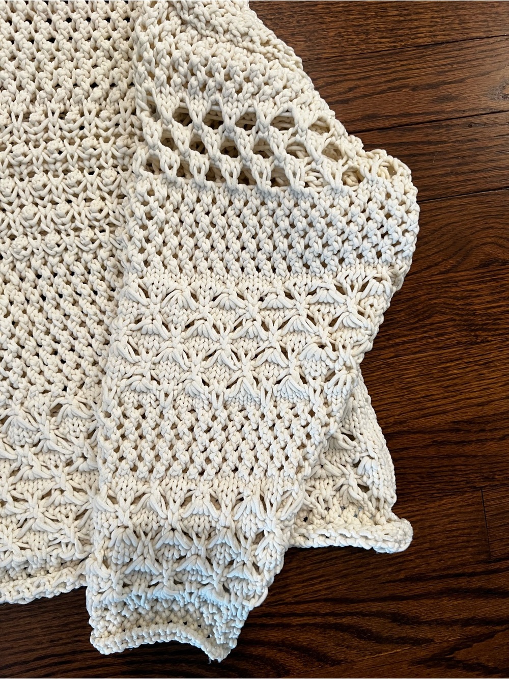 Zara Cream Crochet-Style Crewneck Sweater - Picture 3 of 3